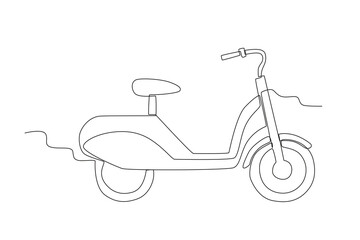 Electric bike side view. Electric bike one-line drawing