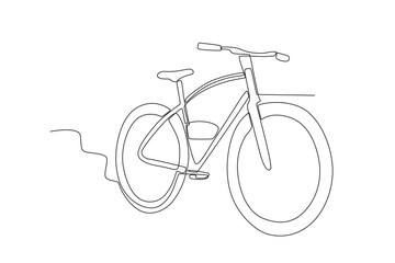 Electric bike front view. Electric bike one-line drawing