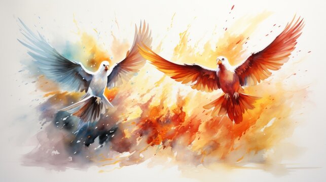 Pentecost Festival Commemorate the Lord May 19 Watercolor style Generative AI