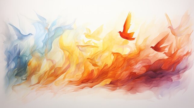 Pentecost Festival Commemorate the Lord May 19 Watercolor style Generative AI