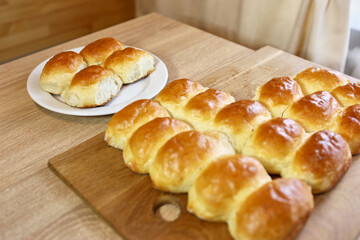 Fresh, ruddy pies, just out of the oven. Delicious homemade dessert.