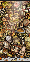 Cartoon vector doodle Bakery banner background