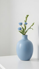 blue vase with flowers