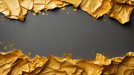 Dark grey textured wall with golden frame. Place for text