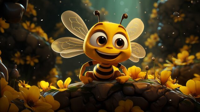 World Bee Day 20th May cartoon style 3D Generative AI