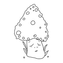 Tired mushroom illustration