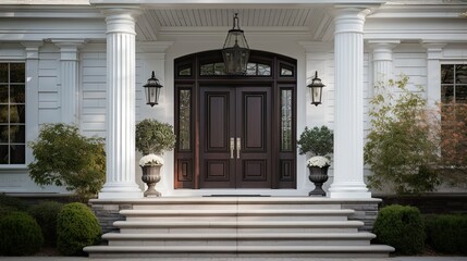 Fototapeta na wymiar Elegant home entrance with columns