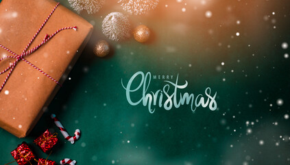 High quality Christmas greetings banner design, Flatly image of Christmas decorations Gift boxes...