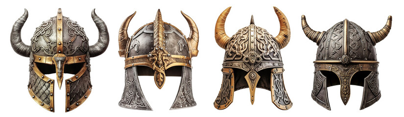 Set of horned helmets, cut out