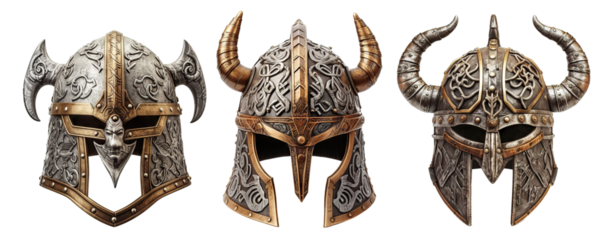 Set of horned helmets, cut out