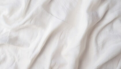 Fabric backdrop White linen canvas crumpled natural cotton fabric. Natural handmade linen top view