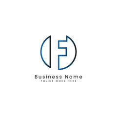 Obraz premium Letter F logo, Round shape symbol, Digital, Technology, Media, Cutout Design