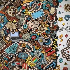 Obraz premium Cartoon cute doodles cinema frame design