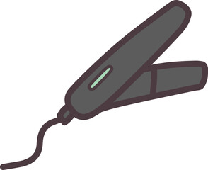 シンプルにデフォルメしたヘアアイロンの手描きイラスト