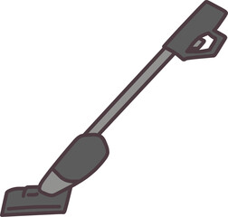 シンプルにデフォルメした黒いスティック型掃除機のイラスト