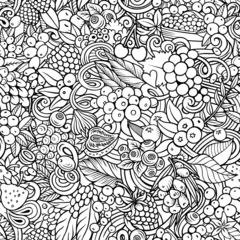 Foto op Plexiglas anti-reflex Cartoon doodles Berries seamless pattern © balabolka