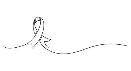 One line art of ribbon cancer as a border in continuous outline.