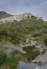 Fototapeta na wymiar Montalto Ligure ancient village, Liguria region, Italy