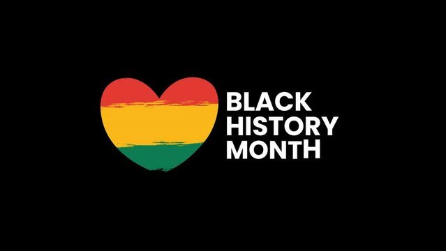black history month love symbol animation february, south africa flag color, celebrating black history month