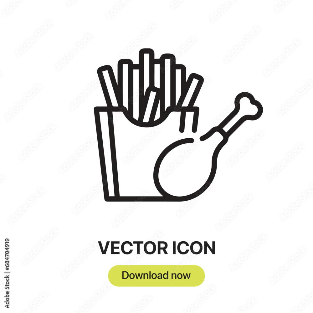 Aufkleber Chicken icon vector. Linear-style sign for mobile concept and web design. Chicken symbol illustration. Pixel vector graphics - Vector.	