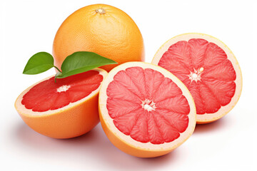 Red grapefruit on white background