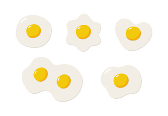 Fried eggs in different forms. Vector illustration. Flat style	
