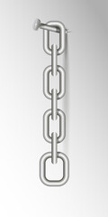 Metal nail and iron chain. 3d, vector image.