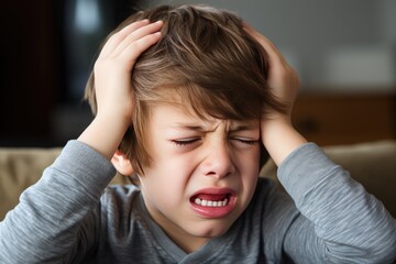 Autistic Boy Covering Ears, Overwhelmed By Sensory Input