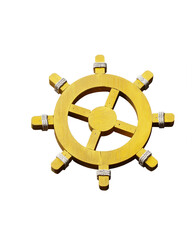 Obraz premium wooden golden wheel isolated on white background with clipping path.