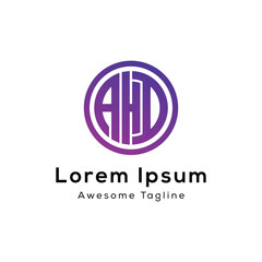AHD circle shape initial creative logo design
