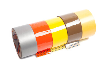 colorful rolls of duct tape isolated.