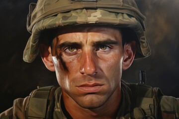 Obraz premium Portrait Of Israeli Soldier Photorealism