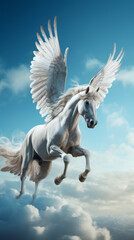 Obraz na płótnie Canvas white horse with wings in the sky. Generative AI.