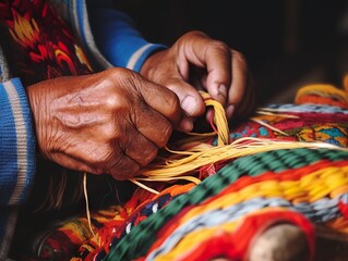 colombia people makeTraditional wayuu bag craft creativity and handmade concept - obrazy, fototapety, plakaty