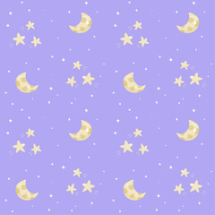 Obraz na płótnie Canvas Seamless pattern moon and stars
