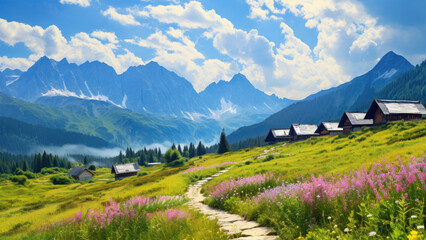 Spring landscape of Gasienicowa Valley in Tatry mountains, Poland