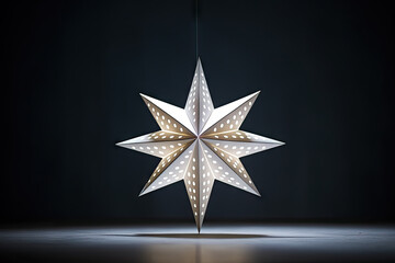 A large white star hanging from a string created with generative AI technology