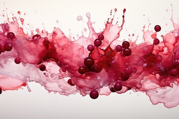 Crimson Wine Splash on White Background - obrazy, fototapety, plakaty