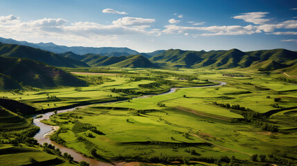 Obraz premium River in the Mountains. Generative Ai