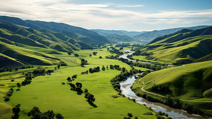 Obraz premium River in the Mountains. Generative Ai