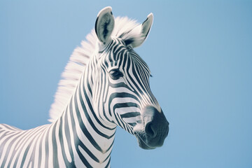 Naklejka premium An iconic image of an albino zebra, where the absence of pigment transforms the familiar stripes into a study of subtle elegance.