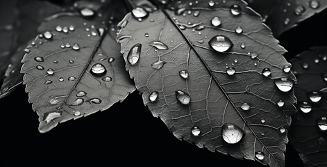 water drops on a leaf. Generative AI.