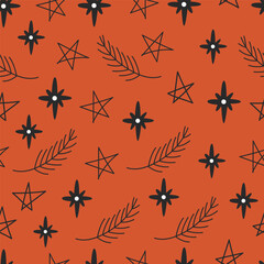 Christmas seamless pattern on a red background