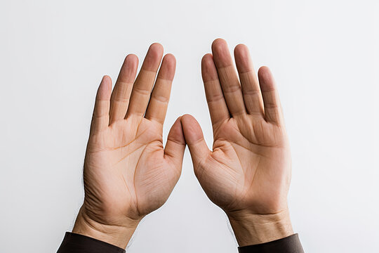 A pair of hands reaching up into the air created with generative AI technology