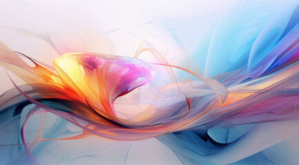 Soft, flowing abstract smoke in pastel colours on a light background creates an elegant and soothing visual experience.