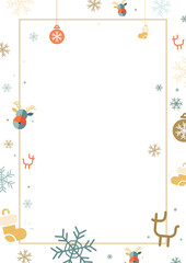 christmas frame with snowflakes. New-Year winter background. Vector illustration. Christmas white frame. Christmas snowflakes holiday ice ornament banner