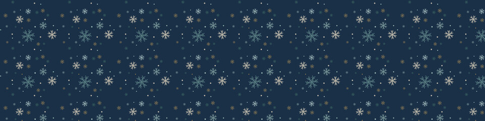 Facebook cover, social media header, web banner. Simple Christmas card with geometric motifs. Snowflakes and circles. Retro textile collection. On dack blue background - obrazy, fototapety, plakaty