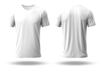 plain white t-shirt mockup design. front and back views. isolated on transparent background. generative ai