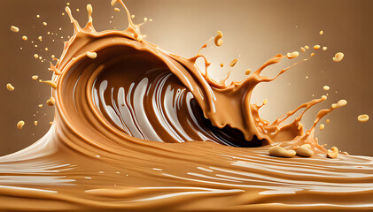 Peanut butter concept in a flow of waves