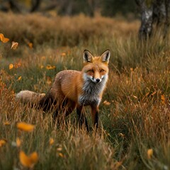 Naklejka na ściany i meble Tale of a Fox in the Autumn Forest